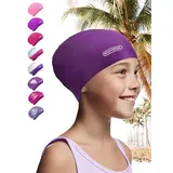 KIDVERSE Badekappe Kinder Lange Haare - Schwimmhaube Kinder mit Anti-Rutsch-Noppen - Badekappen für Schwimmer mit UV Schutz - Schwimmhaube Mädchen - Badehauben für Lange & voluminöse Haare