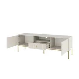 Möbel Kraft Maglione TV-Lowboard 154 cm Beige Metall/MDF/Spanplatte/Holzwerkstoff