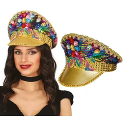 Kapitänsmütze mit bunten Juwelen für Damen