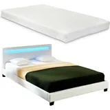 Corium LED Design Polsterbett + Matratze 160 x 200 cm Kunst-Leder Weiß Bett CORIUM - Weiß