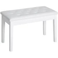 Homcom Klavierhocker Stauraum Gummiholz Kunstleder Weiß 76 x 36 x 50 cm