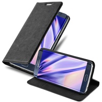 cadorabo Hülle kompatibel mit Samsung Galaxy S6 Edge Plus aus Kunst Leder Flip Klappbare Stoßfeste Magnetische [Standfunktion] [Kartenfächern] Cover Hülle für Galaxy S6 Edge Plus Tasche in Schwarz