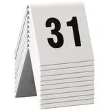 SecurIT® Securit Tischnummernset 31-40. Weißes Acryl mit schwarzer Schrift (10er Set)