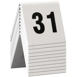 SecurIT® Securit Tischnummernset 31-40. Weißes Acryl mit schwarzer Schrift (10er Set)