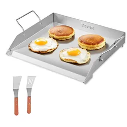 VEVOR Flache Grillplatte Grillpfanne Edelstahl BBQ Kochgeschirr 448x370mm