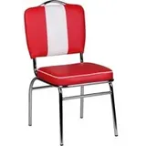 Stuhl rot weiß Chrom Kunstleder Kunstleder Metall B/H/T: ca. 47x90x45 cm - rot, weiß, Chrom