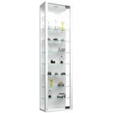 Vitrinenschrank Glas Wandschrank LED Vitrine Sammlervitrine Hängeschrank weiß