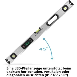 STAHLWERK Digitale Wasserwaage DW-800 ST Silberfarben 800 mm