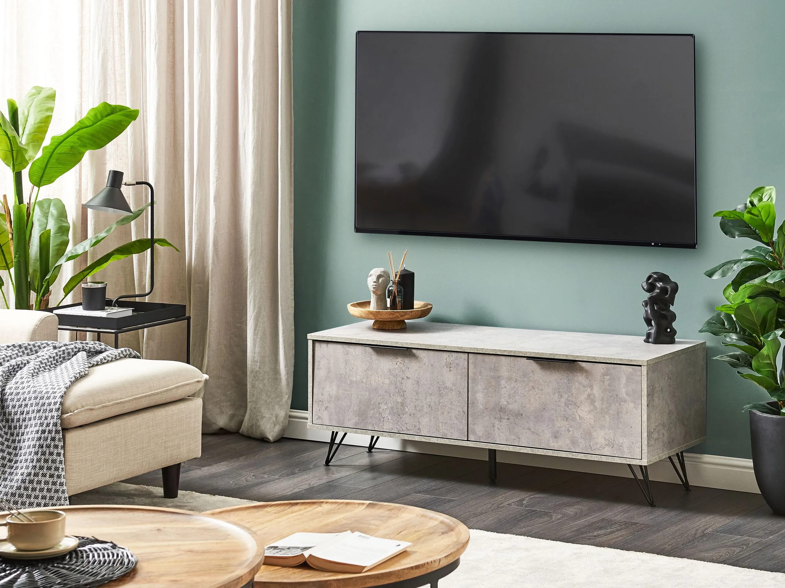 TV-Möbel Betonoptik grau / schwarz 120 x 40 x 46 cm HALSTON