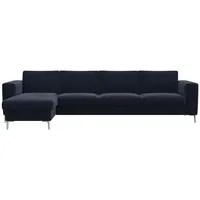 flexlux Ecksofa Fiore, super Sitzkomfort durch Kaltschaum im Sitz, L-Form, breite Armlehnen, Füße Alu blau