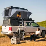 Prime Tech | Hartschalen-Autodachzelt Nevada Pro 210x135 cm Schwarz/Anthrazit | 3D-Mesh & 6cm Matratze | Ripstop-Zeltstoff | Automatik-Öffnung | Hardshell Dachzelt 47 kg