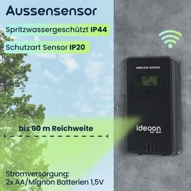 ideoon WLAN Funk Wetterstation mit XXL-Farb-Display Schwarz
