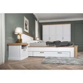 Home Affaire Bettgestell "Tara", weiß (weiß, pacific walnut, weiß, pacific walnut, weiß, pacific walnut), B:181cm H:100cm L:222cm, Betten, Bettgestell, Liegefläche 160x200 cm