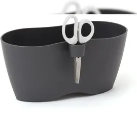 Prosperplast Kräutertopf anthrazit limes dublo mit Kräuterschere Blumentopf Pflanztopf