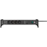 Brennenstuhl Alu-Office-Line Steckdosenleiste 4fach 1,8m mit USB silb/schwarz