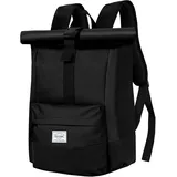 CALIYO Rolltop Rucksack Damen Groß, Laptop Rucksack Wasserdichter Backpack Schultasche mit Laptopfach Schule Studium Reisen