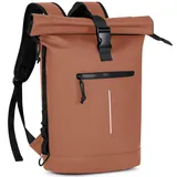 Lekeinchi 17 Zoll wasserdichter Laptop-Rucksack für Damen und Herren – Roll-Top-Design für Schule, Reisen, Business, Arbeit und Camping, braun, 43,18 cm, Wasserdichter Roll-Top-Rucksack