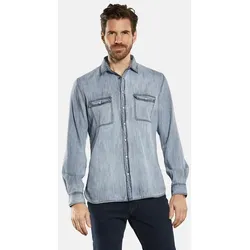 engbers Herren Langarm-Hemd uni blau regular Kent-Kragen - L
