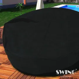 Swing&Harmonie LED Polyrattan Sonneninsel inkl. Abdeckcover braun/weiß