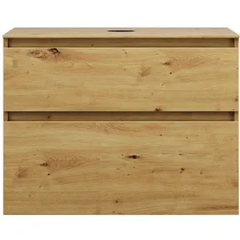 Burgbad Lin20 Waschtischunterschrank inklusive Konsolenplatte, 2 Auszüge, 802x487x661mm, WWYI080F5353, Farbe: Eiche Dekor Urban