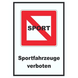 Fahrverbot für Sportboote Symbol und Text Sportfahrzeuge verboten A2 (420x594mm)