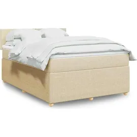 vidaXL Boxspringbett mit Matratze Creme 140x200 cm Stoff