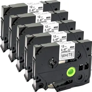 NEOUZA Tze-231 Tze-231 12 mm laminiertes weißes TZ TZe Tape kompatibel mit Brother P Touch PTD210 PTH110 PTD600 Etikettenhersteller-Klebeband, 5 Stück
