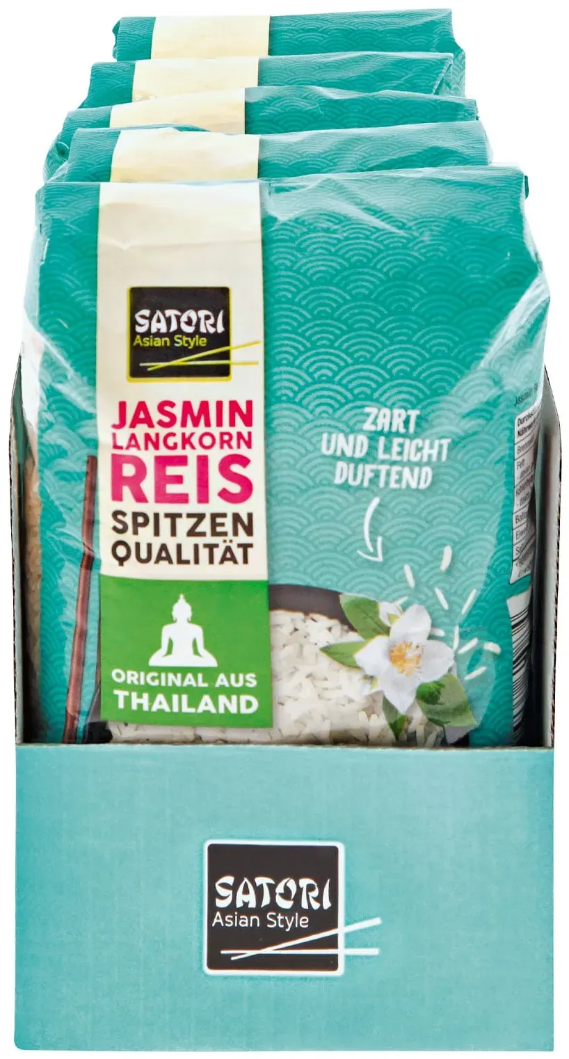 Satori Jasmin Langkorn Reis 1 kg, 5er Pack