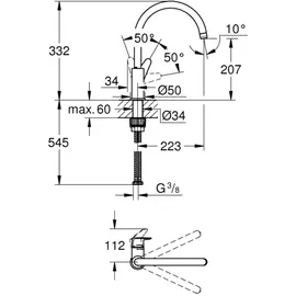 Grohe BauCurve Einhand-Spültischarmatur Chrom