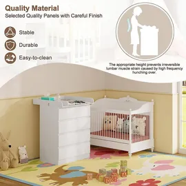 Woltu Wickelkommode mit abnehmbarer Wickelauflage, Hochglanz Weiß