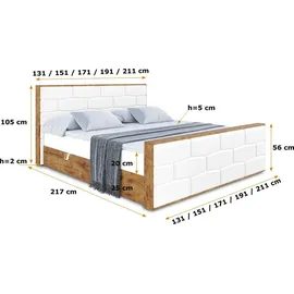 altdecor Boxbett 160 x 200 cm H3 Weiß