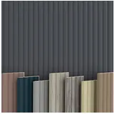 Hexim Wanddekoobjekt Wave De Luxe Black Lead (Wave Lamellen 2,75m MDF Lamellenwand Wandpaneele Lamellenverkleidung Wandverkleidung Akusiktpaneele Holzpaneele Natur Holz (16 Paneele & Zubehör, Wave De Luxe Black Lead) schwarz