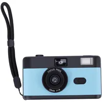 Acouto Filmkamera, Wiederverwendbare 35-mm-Retrokamera mit 28-mm-F8-Objektiv und Blitz, für Dokumentarfotografie und Kulturfotografie (Schwarz Blau)
