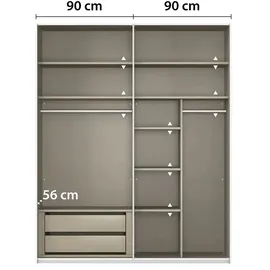 meinSchrank Schwebetürenschrank Regina 181 x 223 x 68 cm Grau