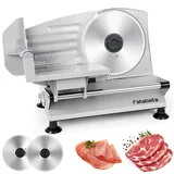 FATEBETA Allesschneider, elektrischer Wurstschneidemaschine mit einstellbare Schnittstärke(0-15mm), Käse Brotschneidemaschine, 150 W, Silbermetallic - Silber