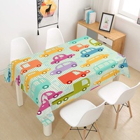 Morbuy Tischdecke Abwaschbar, Cartoons Drucken Tischtuch Rechteckig Tischwäsche Gartentischdecke Outdoor Tischdekoration Wasserdicht Polyester Ölfest Pflegeleicht (60x60cm,Wagen)