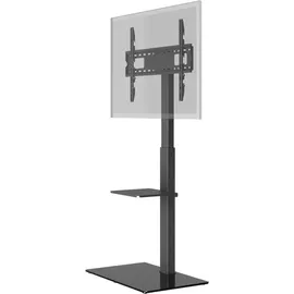 goobay TV-Bodenständer Basic (L) 65 cm Schwarz Glas/Metall/Stahl