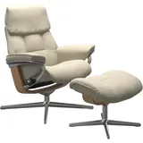 Stressless Ruby M | Cross Untergestell Batick Cream Poliertes Aluminium Eichefarben
