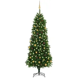 vidaXL Künstlicher Weihnachtsbaum mit Beleuchtung Kugeln 240 cm Grün