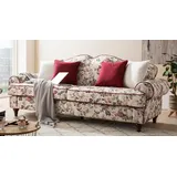 furn.design Sofa 3,5-Sitzer creme mit Blumen Design Landhaus Couch Loungesofa 228 cm Elita