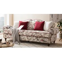 furn.design Sofa 3,5-Sitzer creme mit Blumen Design Landhaus Couch Loungesofa 228 cm Elita