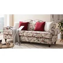 furn.design Sofa 3,5-Sitzer creme mit Blumen Design Landhaus Couch Loungesofa 228 cm Elita