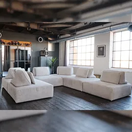 KAWOLA Modulsofa WIOLO SOFT 6 Module 6 Rückenkissen Cord hellgrau