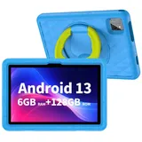VASOUN Lerntablet TAB 12 10"-Zoll Kinder-Tablet mit 6G RAM+128G ROM, mit Bluetooth/WiFi und Silikonhülle, Android 13, Blau blau