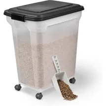 Iris Ohyama Hundefutter Aufbewahrung mit Rollen, 45L/15kg, Schwarz, Luftdichte Futterbox, Trockenfutter, Futterbehälter, Für Hunde, Katzen, Tierfutterbehälter, Schaufel, BPA-frei, Futtertonne,