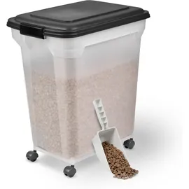 Iris Ohyama Hundefutter Aufbewahrung mit Rollen, 45L/15kg, Schwarz, Luftdichte Futterbox, Trockenfutter, Futterbehälter, Für Hunde, Katzen, Tierfutterbehälter, Schaufel, BPA-frei, Futtertonne,