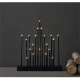 EMOS LED-Kerzenständer mit 20 Kerzen in Stern-Effekt, Schwarz, Batteriebetrieben 3X AA, Innenbereich IP20, 6/18h Timer-Funktion, 27, 5x25 cm, DCAW04