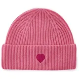 CODELLO Damen Wollmütze mit Herz-Applikation, Pink - Einheitsgröße