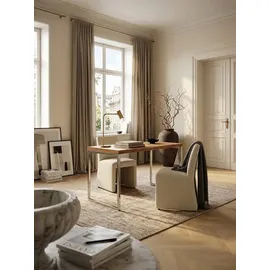 KADIMA DESIGN Schreibtisch Massivholz, Landhausstil, verchromtes Metallgestell, 50 kg Belastung.