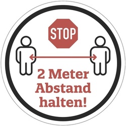 Marahrens Bodenaufkleber »Abstand halten« Ø 40 cm weiß / signalrot weiß